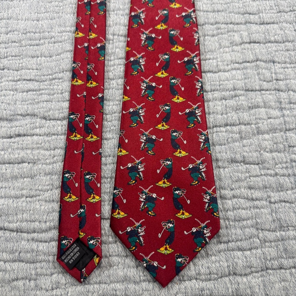 Waltโ Disney Goofy Golf Tie Mickey Unlimited Red Men's 100% Polyester